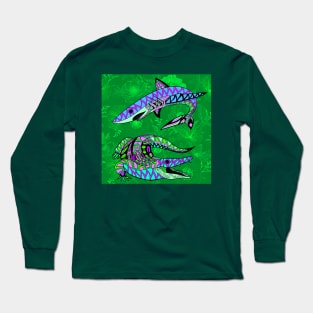 the shark and the alligator in wetland landscape ecopop Long Sleeve T-Shirt